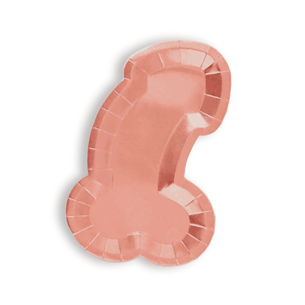 Glitterati Penis Shaped Rose Gold Plates - 8pc