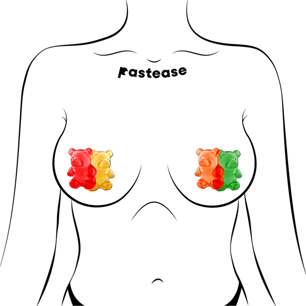 Gummy Bear Pasties in Red, Yellow, Orange & Green
