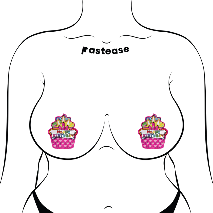 Happy Birthday Cupcake Pasties - Pink Multicolored