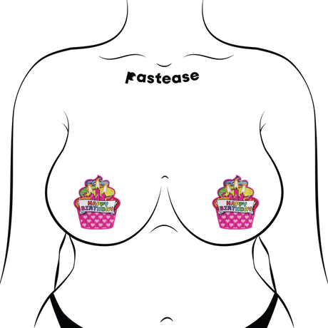 Happy Birthday Cupcake Pasties - Pink Multicolored