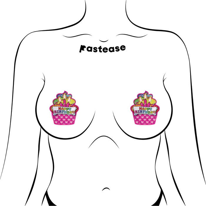Happy Birthday Cupcake Pasties - Pink Multicolored