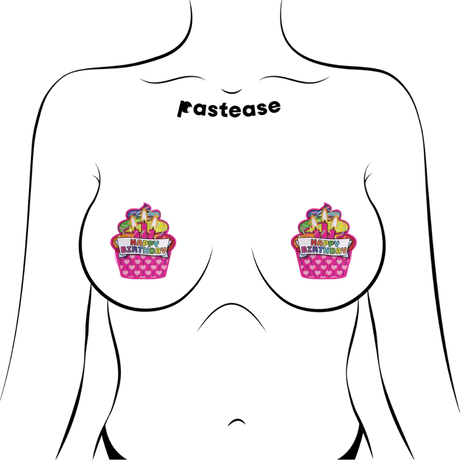 Happy Birthday Cupcake Pasties - Pink Multicolored