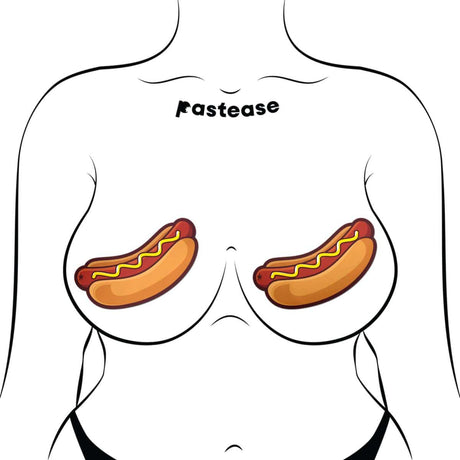 Hotdog Pasties Weiner with Mustard Nipple Covers