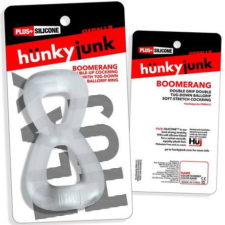 Hünkyjunk BOOMERANG Clear Steam Double-Ring Cock Ring & Nut Tugger