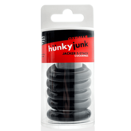 Hünkyjunk JACKER 5-STACK Black Cock Rings 5-Pack