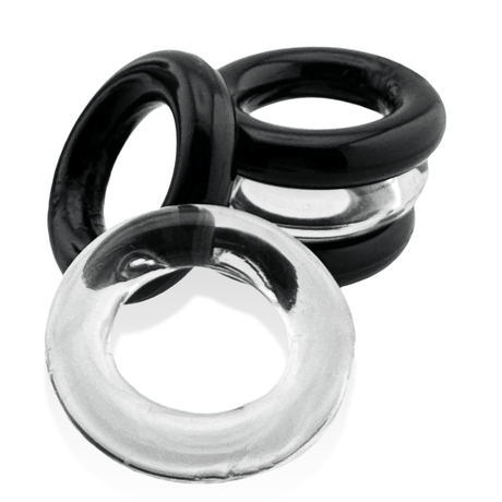 Hünkyjunk JACKER 5-STACK Clear/Black Cock Rings 5-Pack