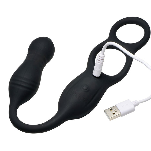 Hyper Thrusting and Vibrating Anal Plug with C-Ring