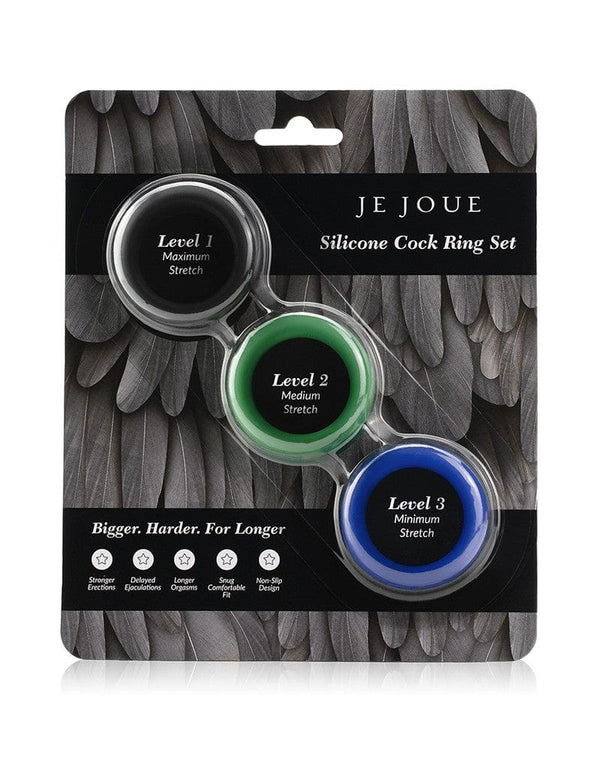Je Joue silicone cock ring 3 pack with small medium and large sizes
