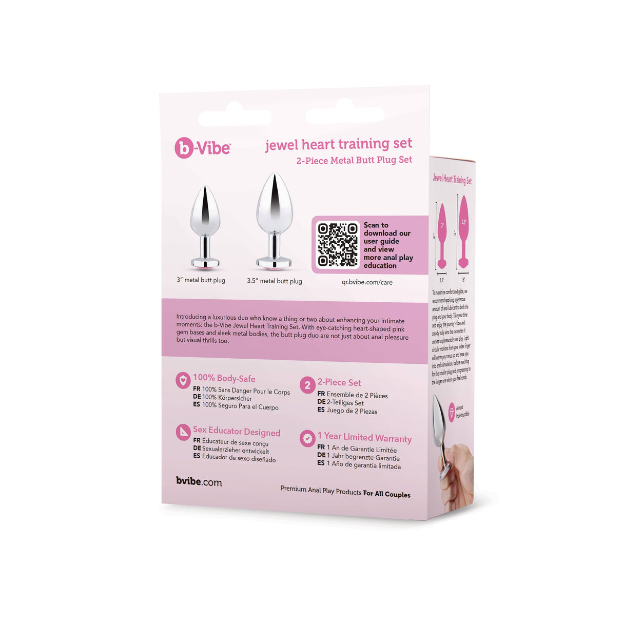Jewel Heart Metal Butt Plug Training Set