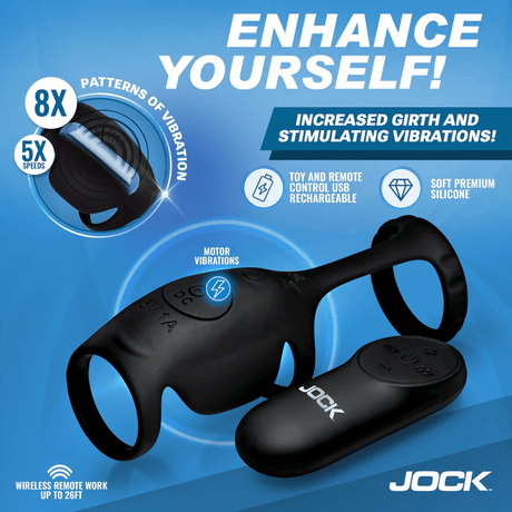 Jock Blitz Vibrating Penis Sleeve C-Ring with Remote