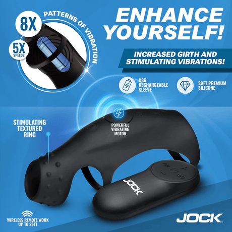 Jock Rush Vibrating Penis Sleeve C-Ring with Remote