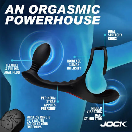 JOCK Triple Rush Vibrating Cock Ring & Anal Plug