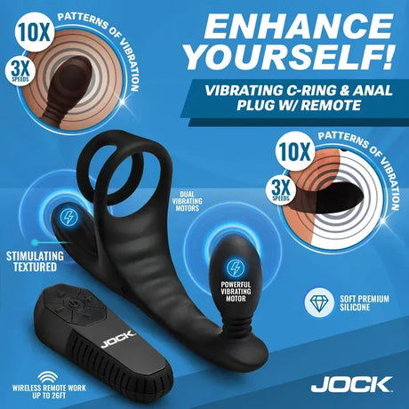 JOCK Triple Rush Vibrating Cock Ring & Anal Plug