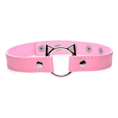 Kinky Kitty Ring Slim Choker - Pink