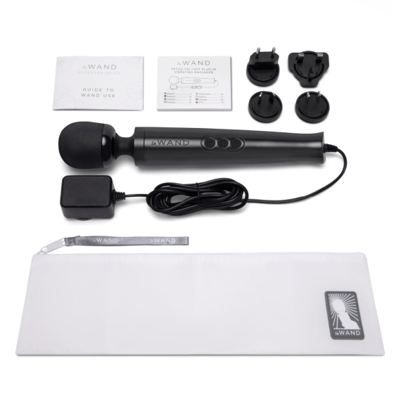 Le Wand Die Cast Plug-In Vibrating Massager - Black