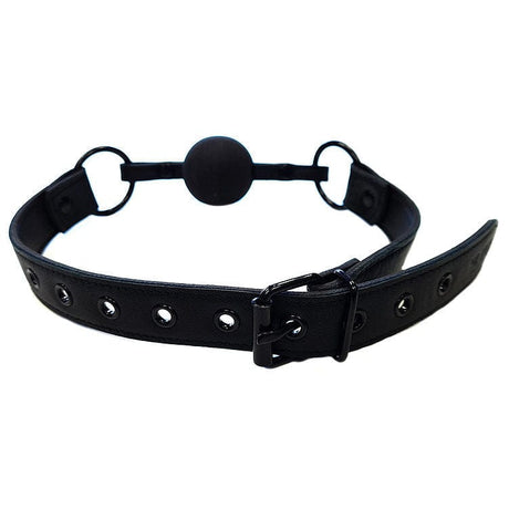Leather Ball Gag - Black with Black