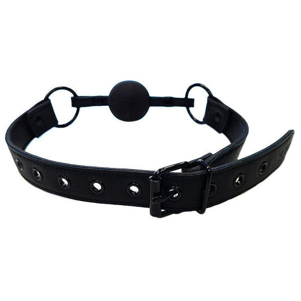 Leather Ball Gag - Black with Black