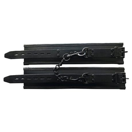 Leather Padded Wrist Cuffs - Black with Black