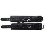 Leather Wrist Cuffs - Black with Black