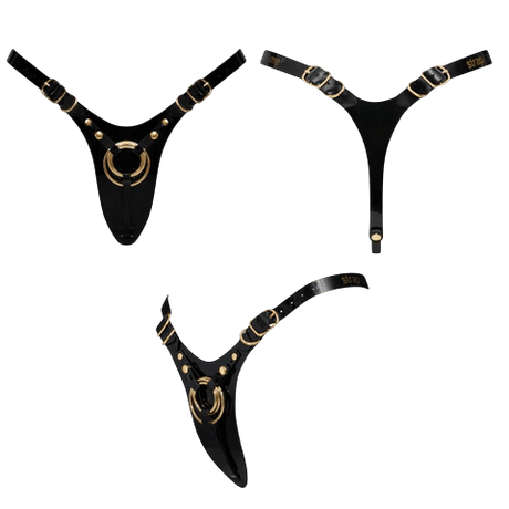 LEATHERETTE HARNESS FABULOUS - ONE SIZE - BLACK GLOSSY