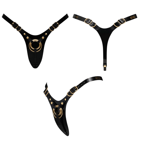 LEATHERETTE HARNESS FABULOUS - ONE SIZE - BLACK GLOSSY