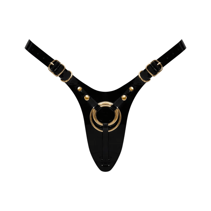 LEATHERETTE HARNESS FABULOUS - ONE SIZE - BLACK GLOSSY