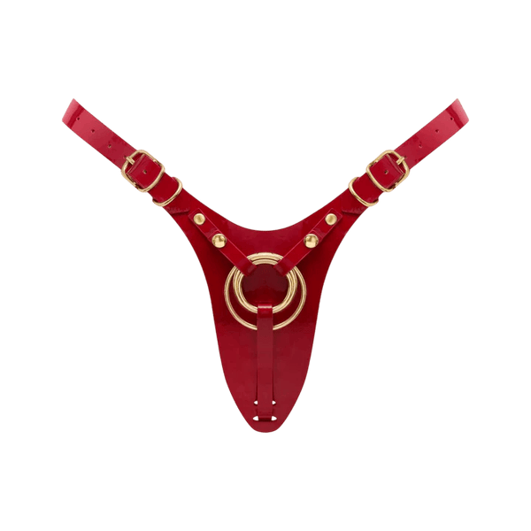 LEATHERETTE HARNESS FABULOUS - ONE SIZE - RED GLOSSY