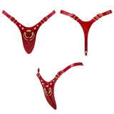 LEATHERETTE HARNESS FABULOUS - ONE SIZE - RED GLOSSY