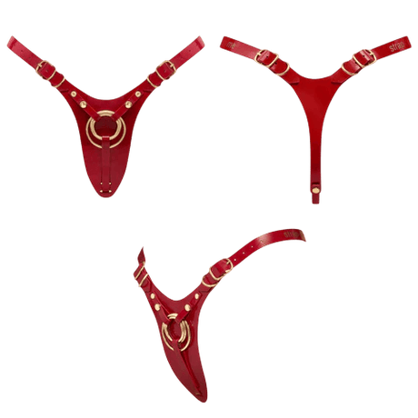 LEATHERETTE HARNESS FABULOUS - ONE SIZE - RED GLOSSY