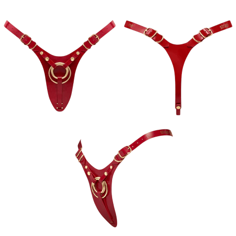 LEATHERETTE HARNESS FABULOUS - ONE SIZE - RED GLOSSY