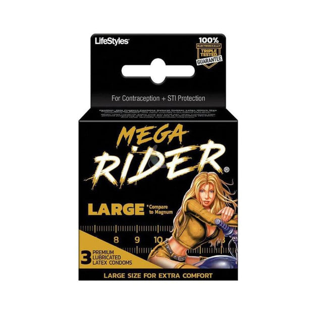 LifeStyles Mega Rider Large Condoms 3 Pack