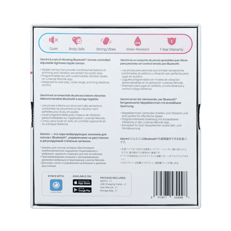 Lovense Gemini Adjustable Vibrating Nipple Clamps – App Controlled