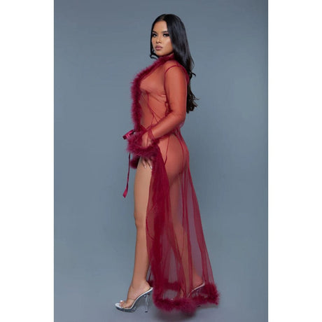 Marabou Robe - Maroon