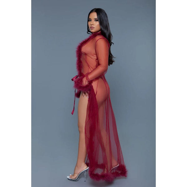 Marabou Robe - Maroon