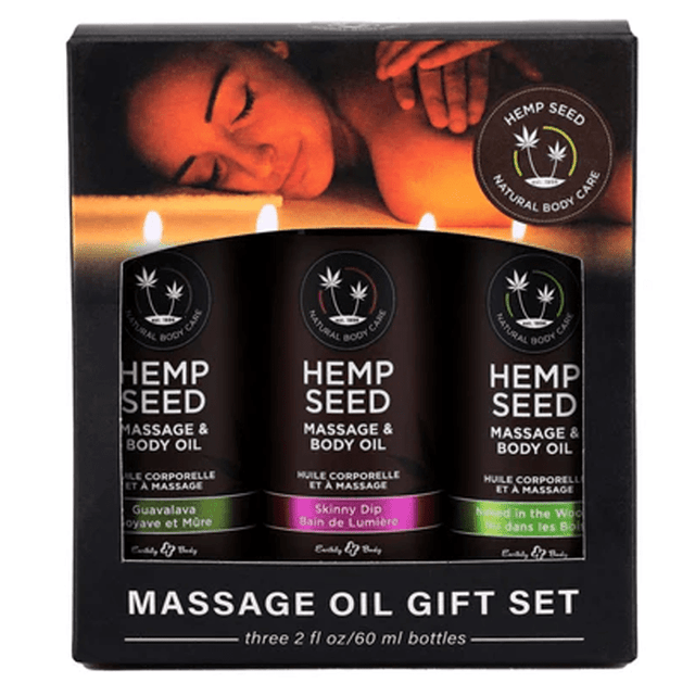 Massage Oil Trio Gift Set: Naked in the Woods, Skinny Dip, Guavalava 2 fl oz / 60 ml