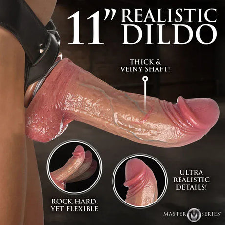Master Series 11" Silicone Dildo with Harness