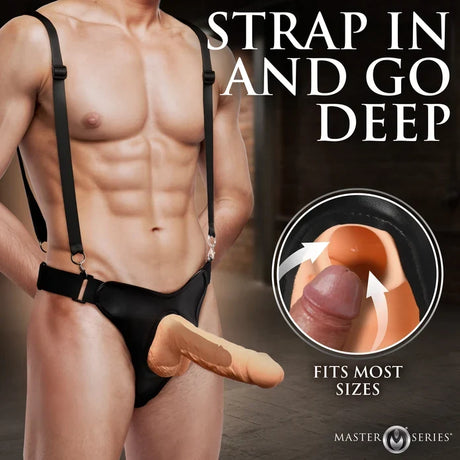 Master Series Magnum 9" Hollow Silicone Dildo with Harness