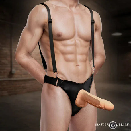 Master Series Magnum 9" Hollow Silicone Dildo with Harness