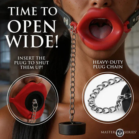 Master Series Plugged Silicone Feeding Gag - Red