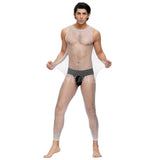 Mens White Crotchless Net Bodystocking *