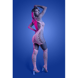 METAMORPHIC Glow-in-the-dark bodystocking dress; glows pink (White)