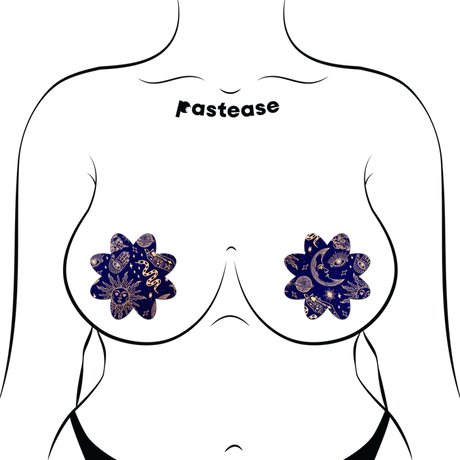 Midnight Celestial Sun & Moon Petal Breast Pasties