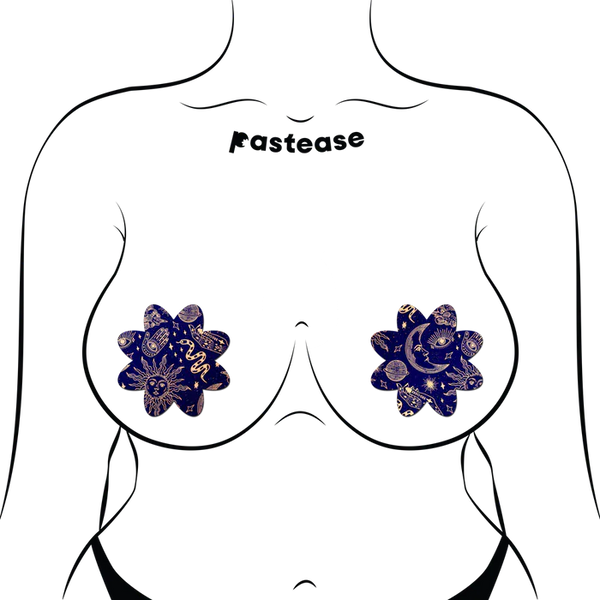 Midnight Celestial Sun & Moon Petal Breast Pasties