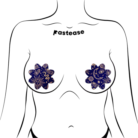 Midnight Celestial Sun & Moon Petal Breast Pasties