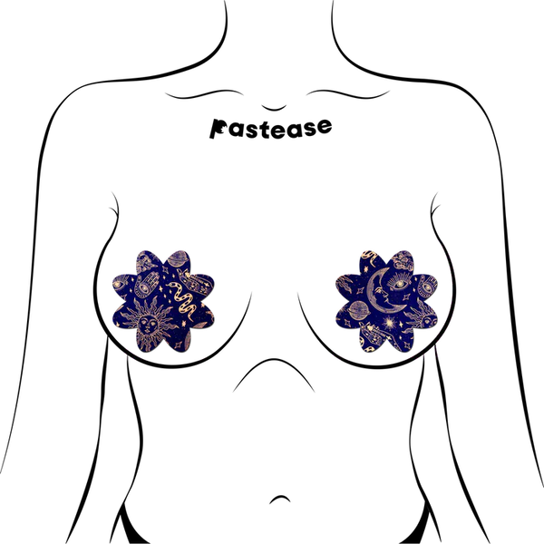 Midnight Celestial Sun & Moon Petal Breast Pasties