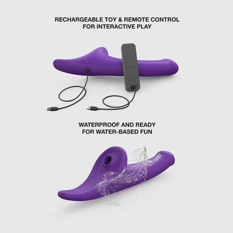 Multi Orgasm Dildo Large Purple Vibrating Strap-On