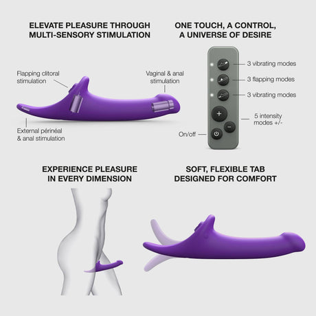 Multi Orgasm Dildo Large Purple Vibrating Strap-On