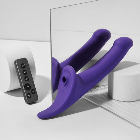 Multi Orgasm Dildo Large Purple Vibrating Strap-On