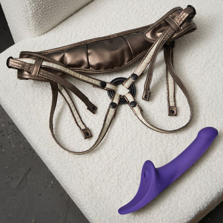 Multi Orgasm Dildo Large Purple Vibrating Strap-On