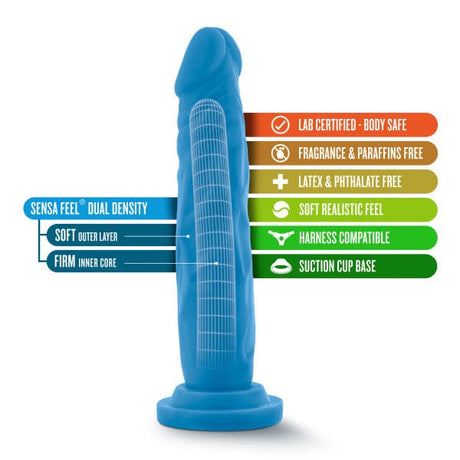 Neo - 7.5 Inch Dual Density Dildo - Neon Blue